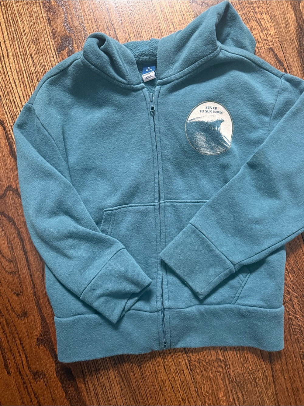 Old Navy Teal Kids Zip-Up Hoodie with Surf Patch